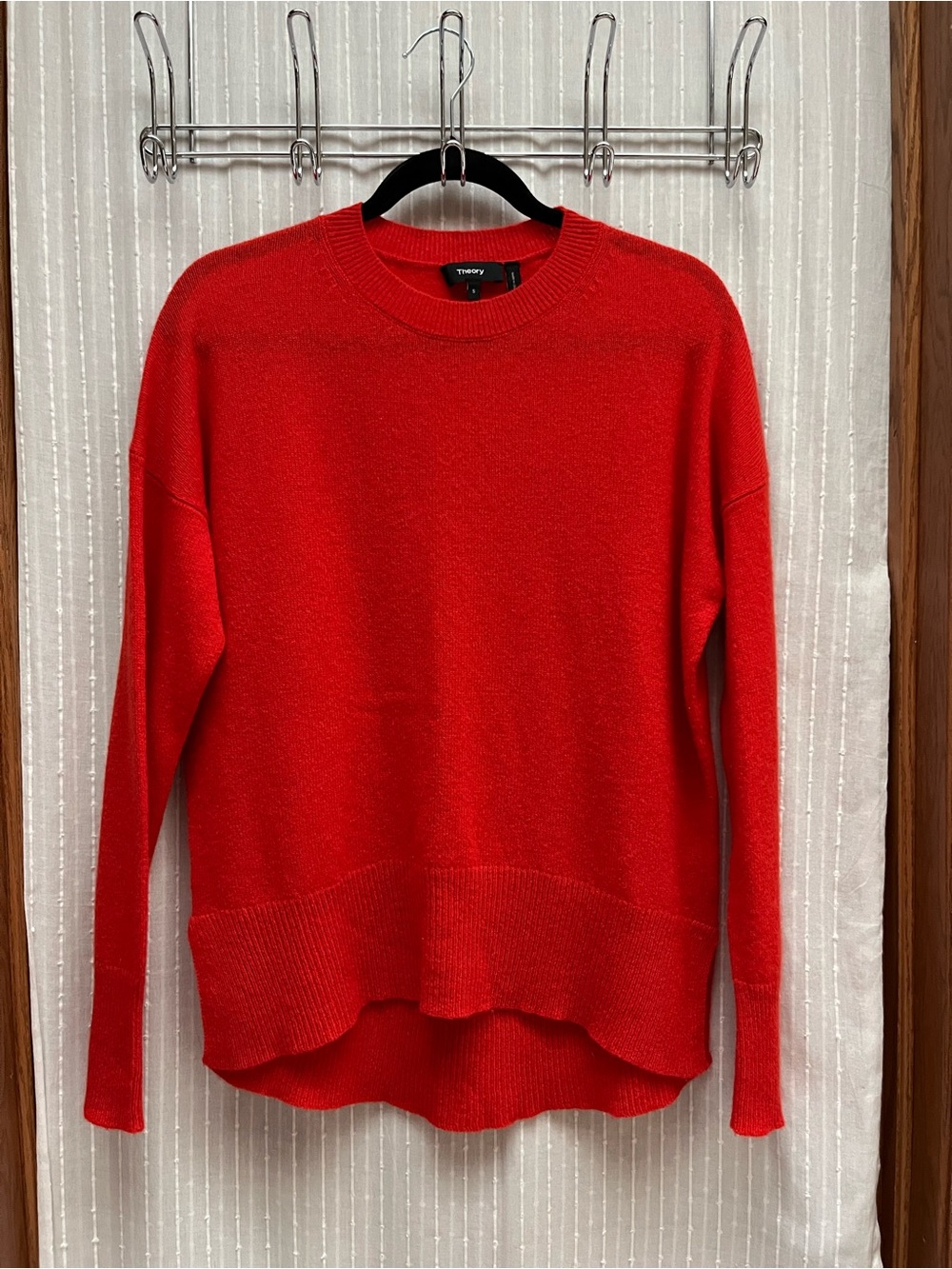 Theory Karenia L Cashmere Crewneck Sweater Red Size S 10118709 High-Low